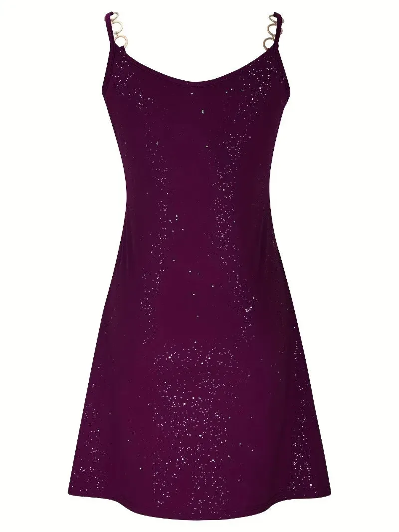 2024 New Backless Solid Hot Diamond High Waist Strap Mini Dress for Women