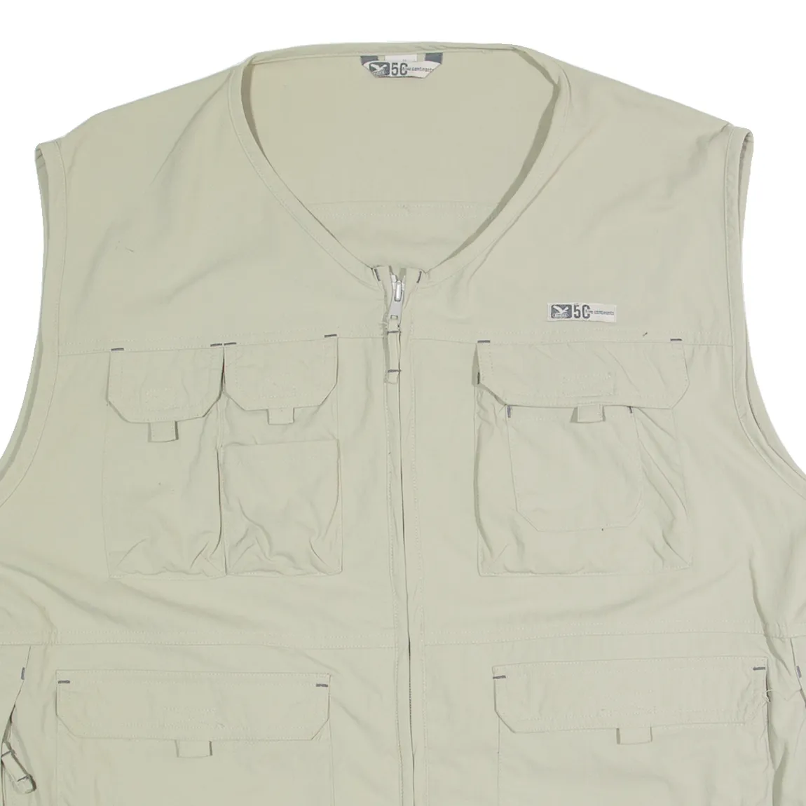 5 CONTINENTS Utility Mens Gilet Beige XL