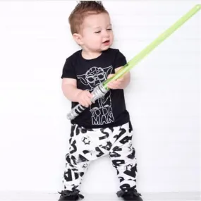 Baby Boy Clothing Set Yo Da Man Printed Fashion Short Sleeved T-shirt Pants 2pcs/set