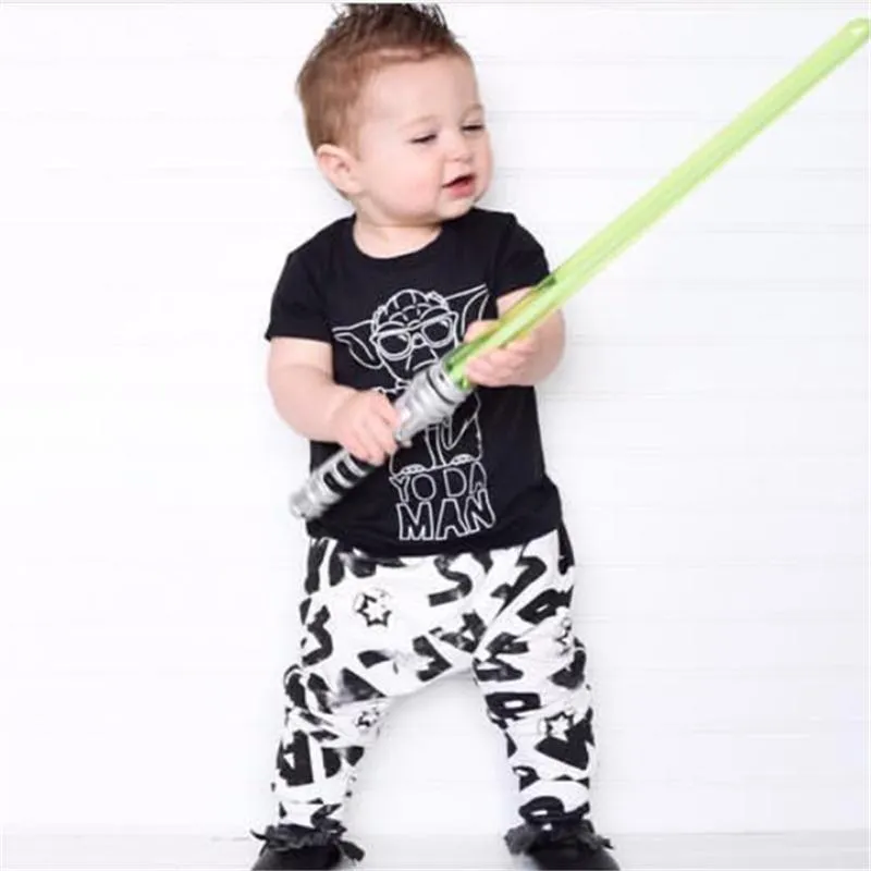 Baby Boy Clothing Set Yo Da Man Printed Fashion Short Sleeved T-shirt Pants 2pcs/set