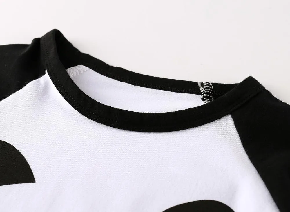 Baby Cartoon Panda Printed Long Sleeved T-shirt Pants 2pcs Clothing Set