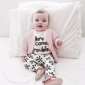 Baby Clothing Set Here Comes Trouble Long Sleeved T-shirt Pants 2 Pcs