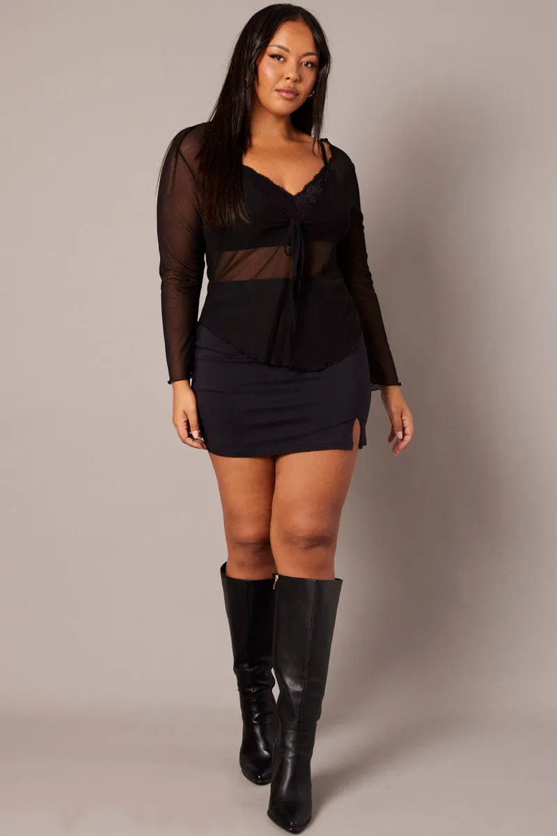Black Mesh Longline Noughties Tie Jacket