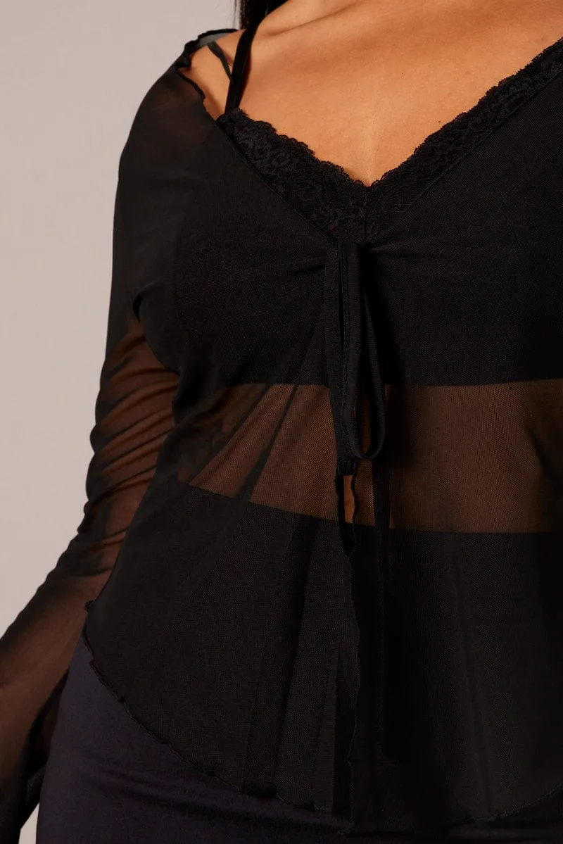 Black Mesh Longline Noughties Tie Jacket