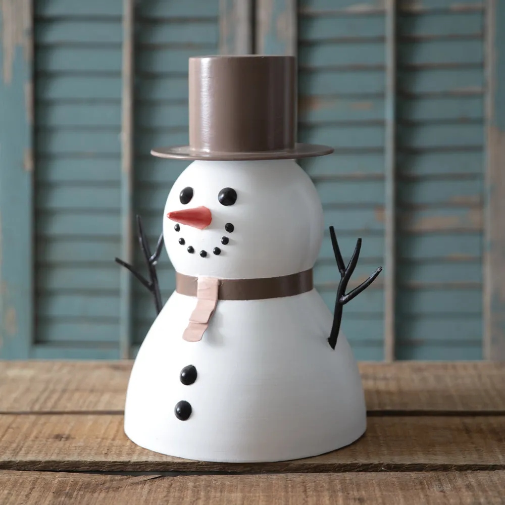 Charming Metal Snowman with a Dapper Top Hat