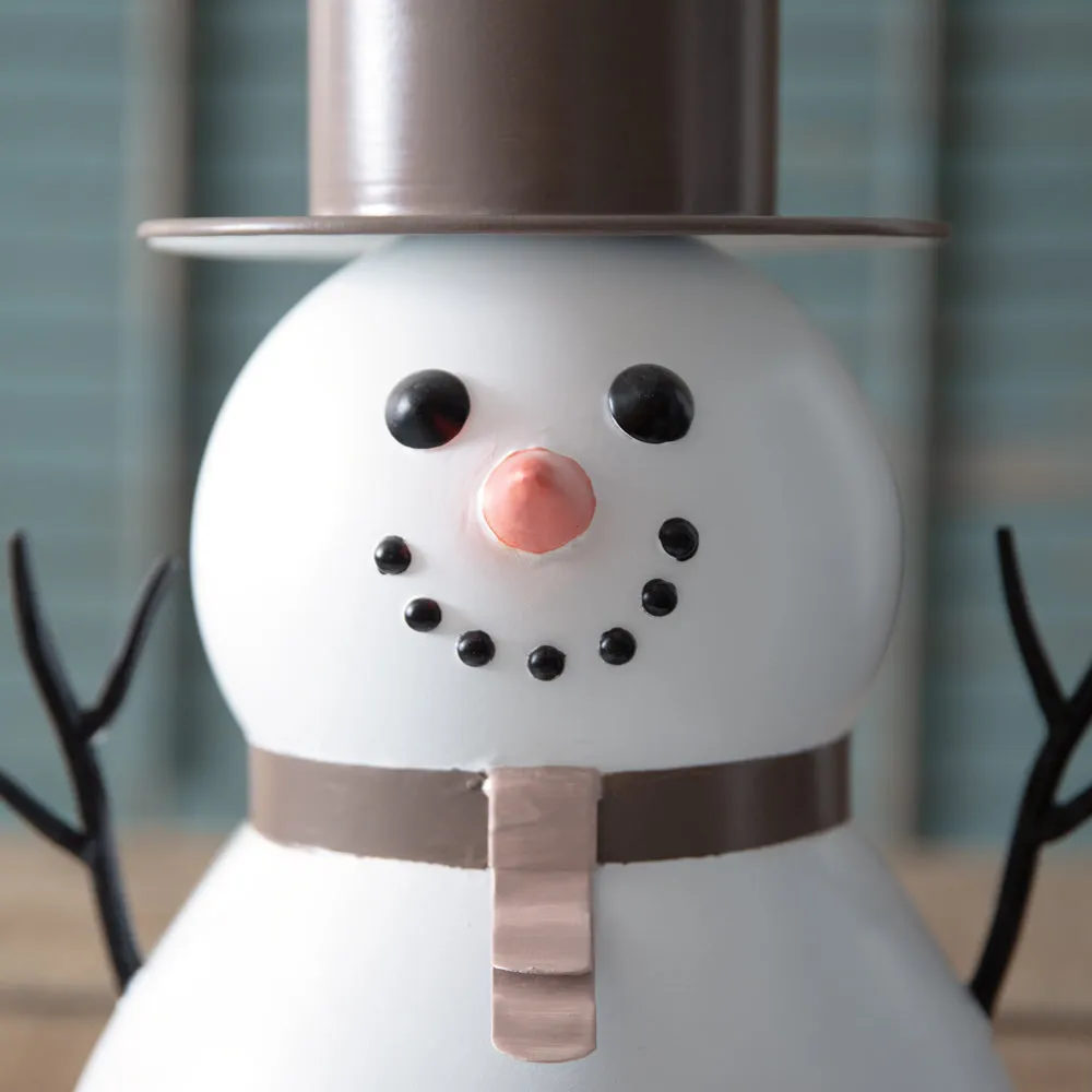 Charming Metal Snowman with a Dapper Top Hat