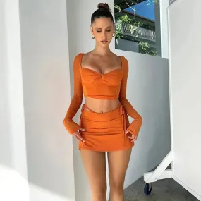 Crochet Out 2024 Sexy Crop Long Women Autumn Tops Sleeve Hollow Lace Dress