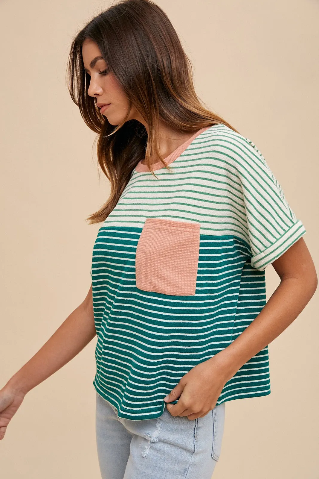 Down To Earth Colorblock Striped Top