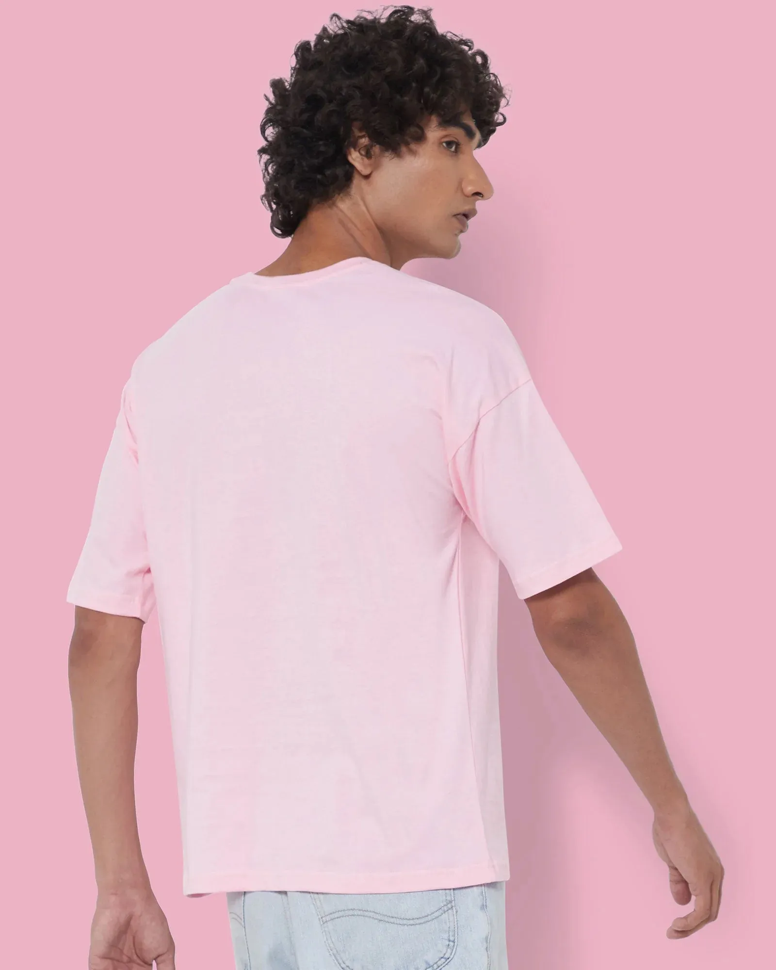 Drop Shoulder Crew Neck: Baby Pink