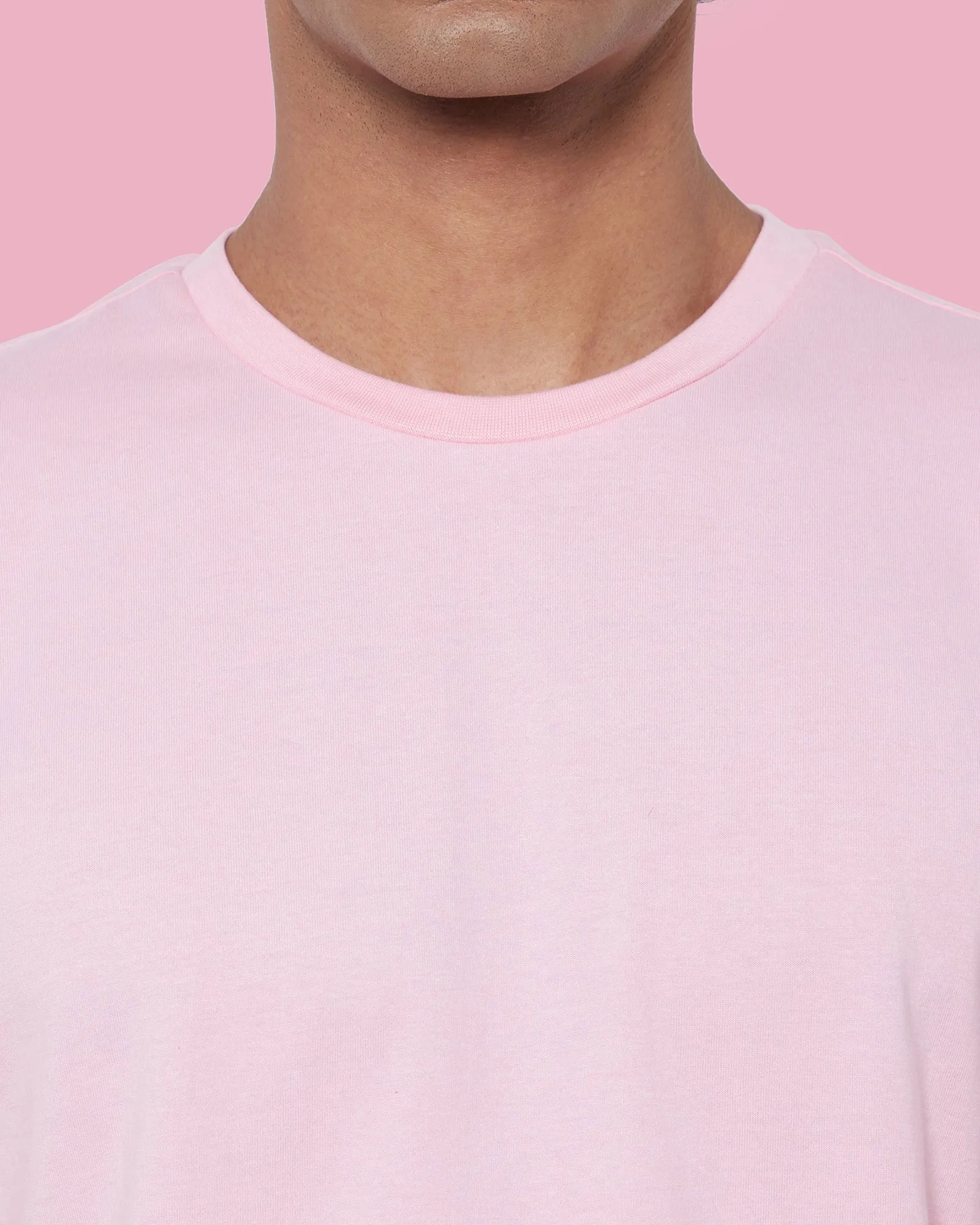 Drop Shoulder Crew Neck: Baby Pink