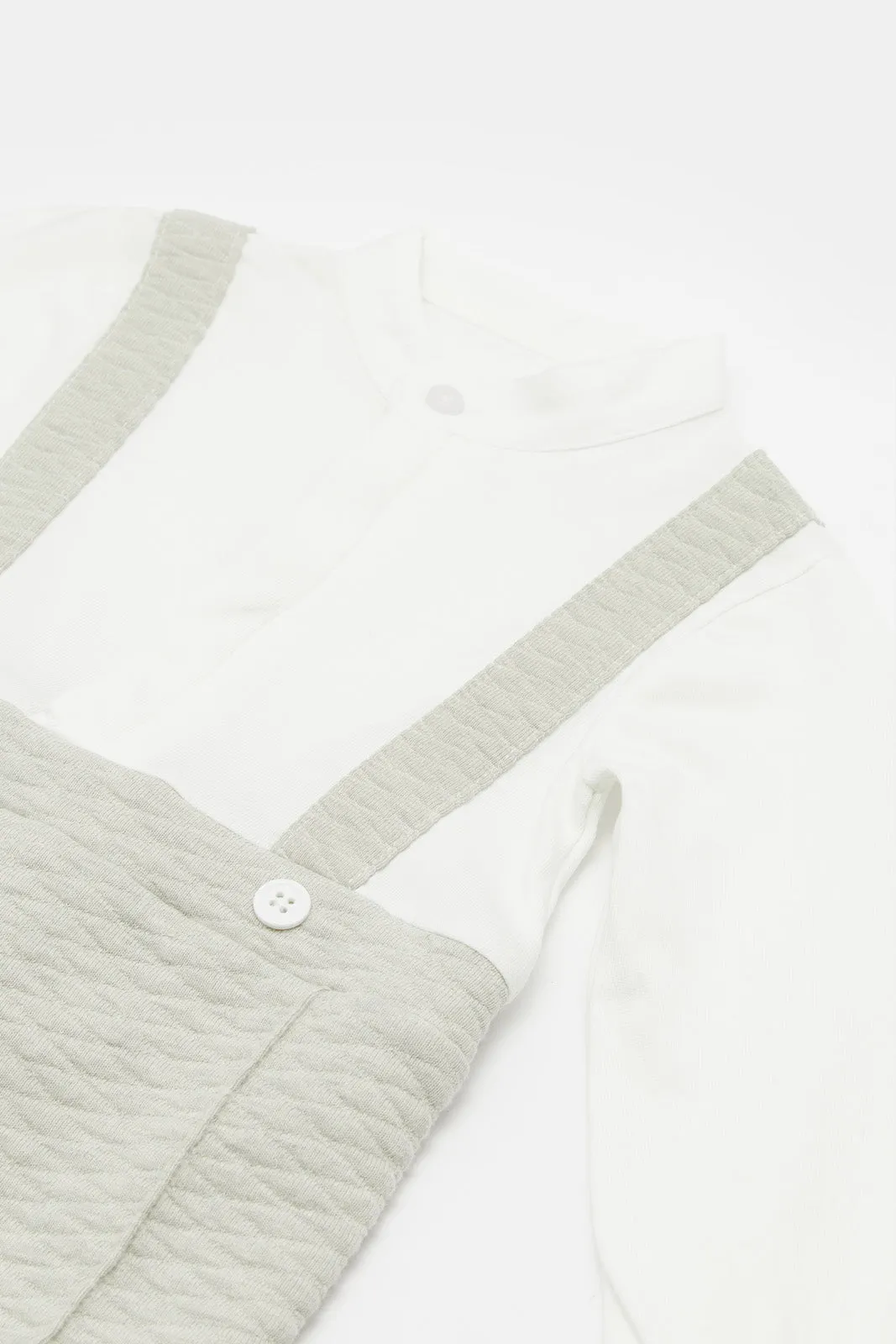 Infant Boys Grey Textured Romper Suit