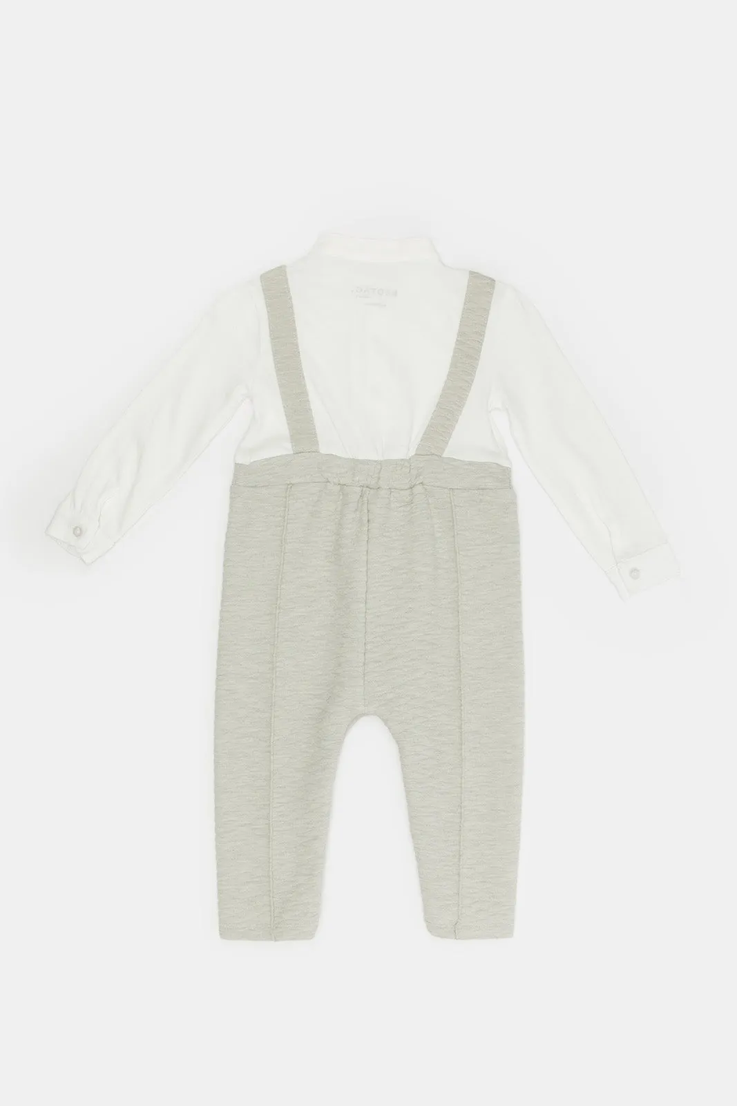 Infant Boys Grey Textured Romper Suit