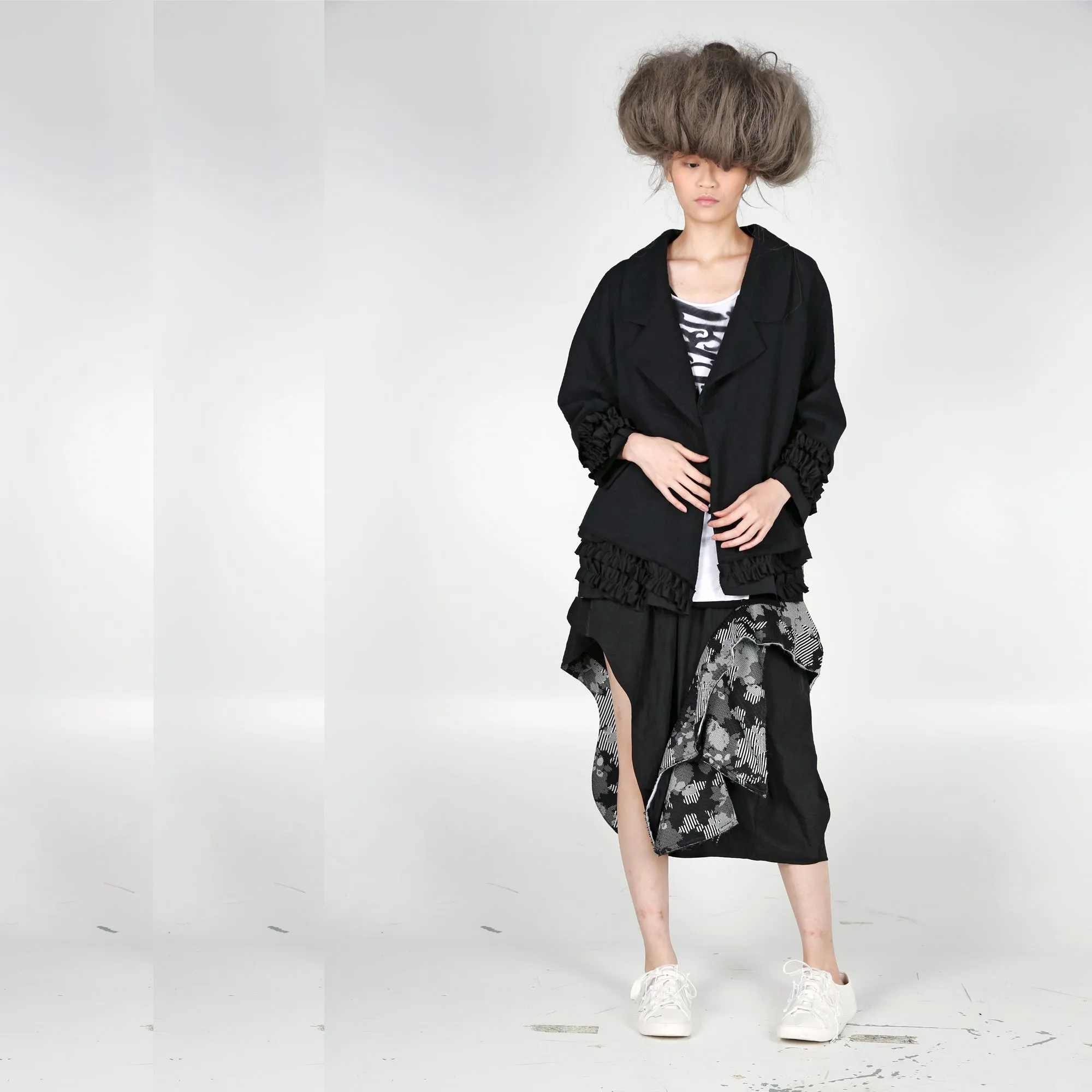 Jacket - Asymmetric Length with Ruffles