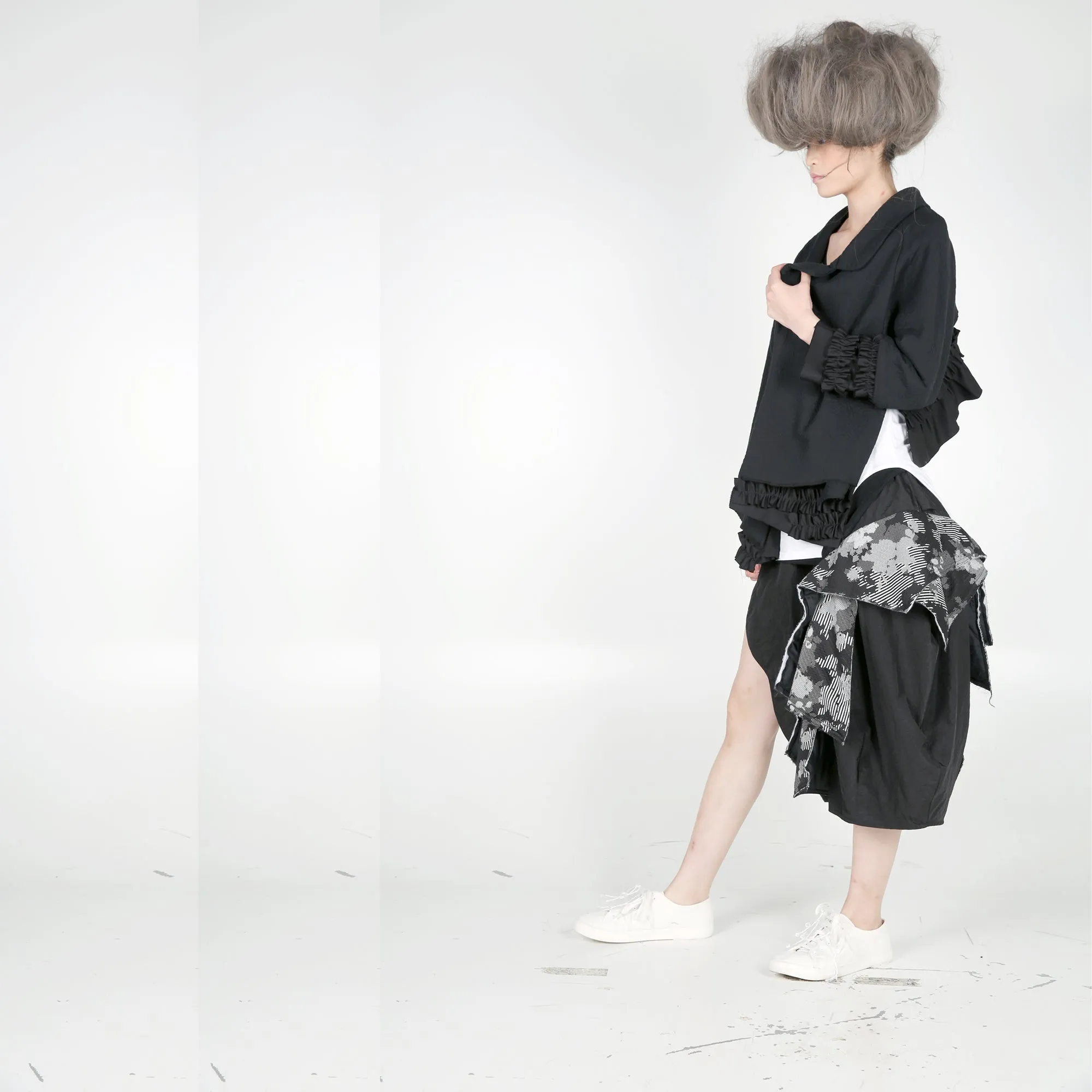 Jacket - Asymmetric Length with Ruffles
