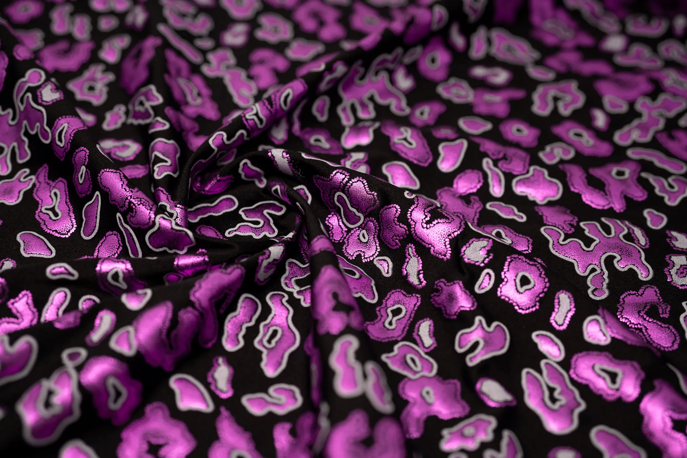 Leo Party Foil Printed Spandex Fabric | Blue Moon Fabrics