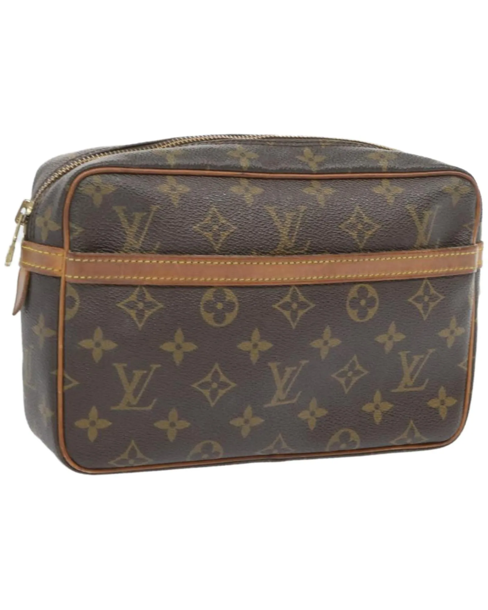 Monogram Canvas Clutch Bag with Zip Closure