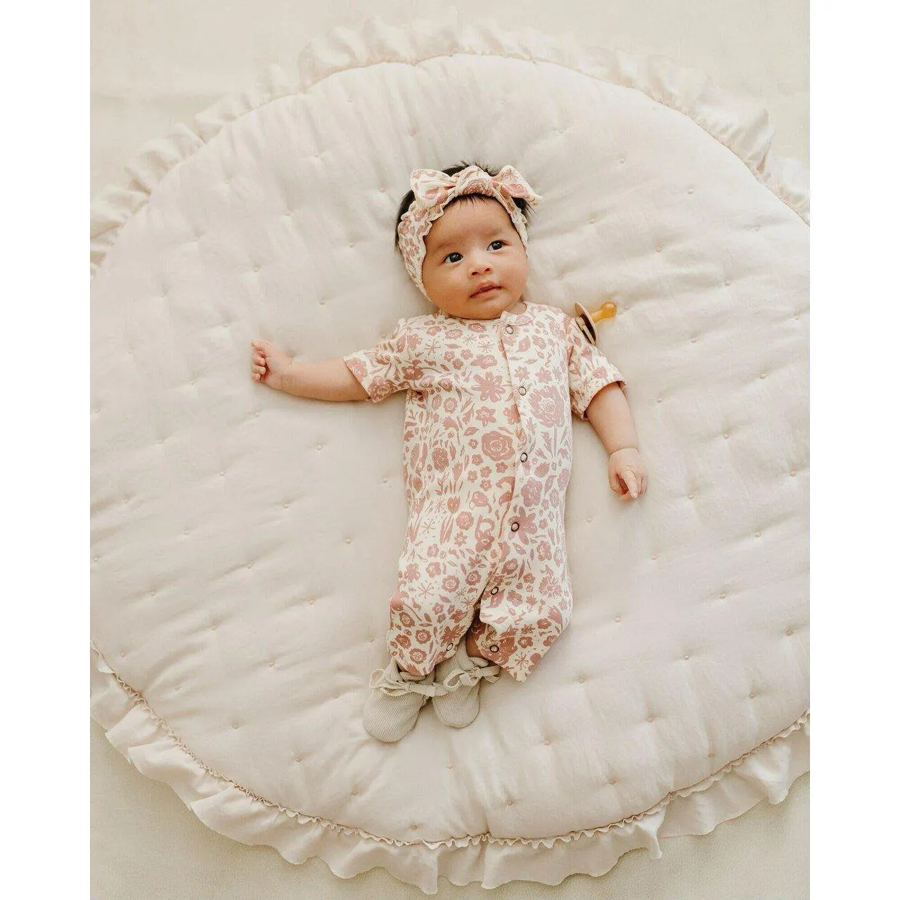 Organic Printed Short Sleeve Romper