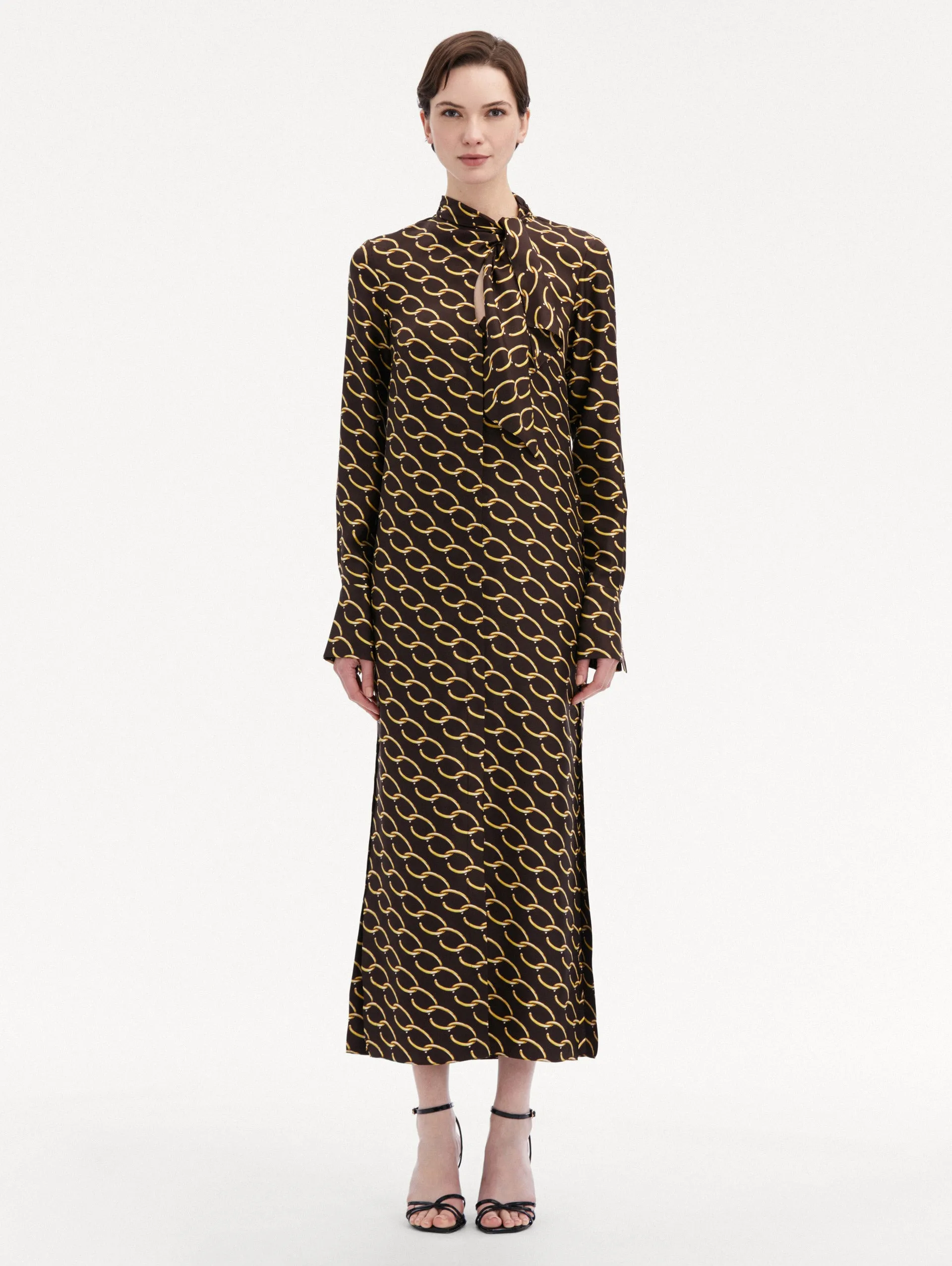 Oscar Chain-Link Silk Twill Tunic