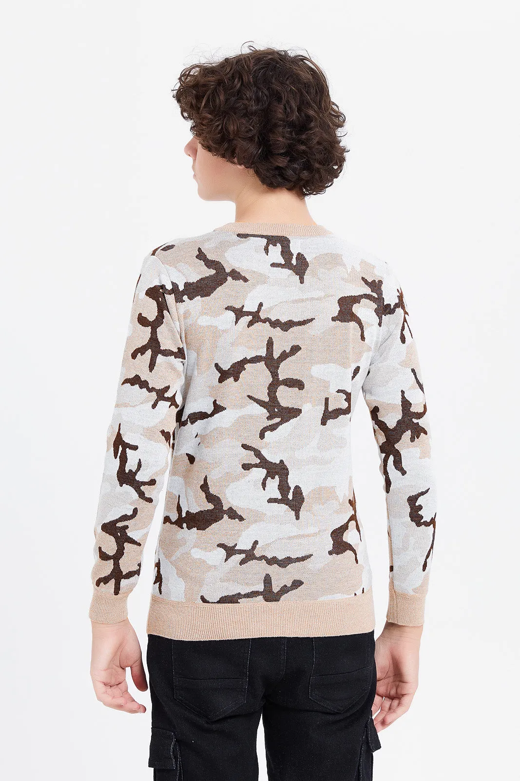 Senior Boys Beige Camo Pullover