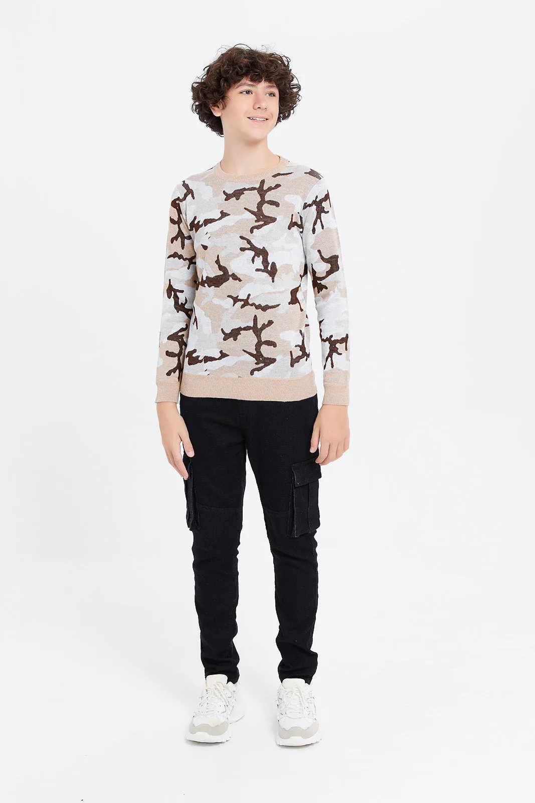 Senior Boys Beige Camo Pullover