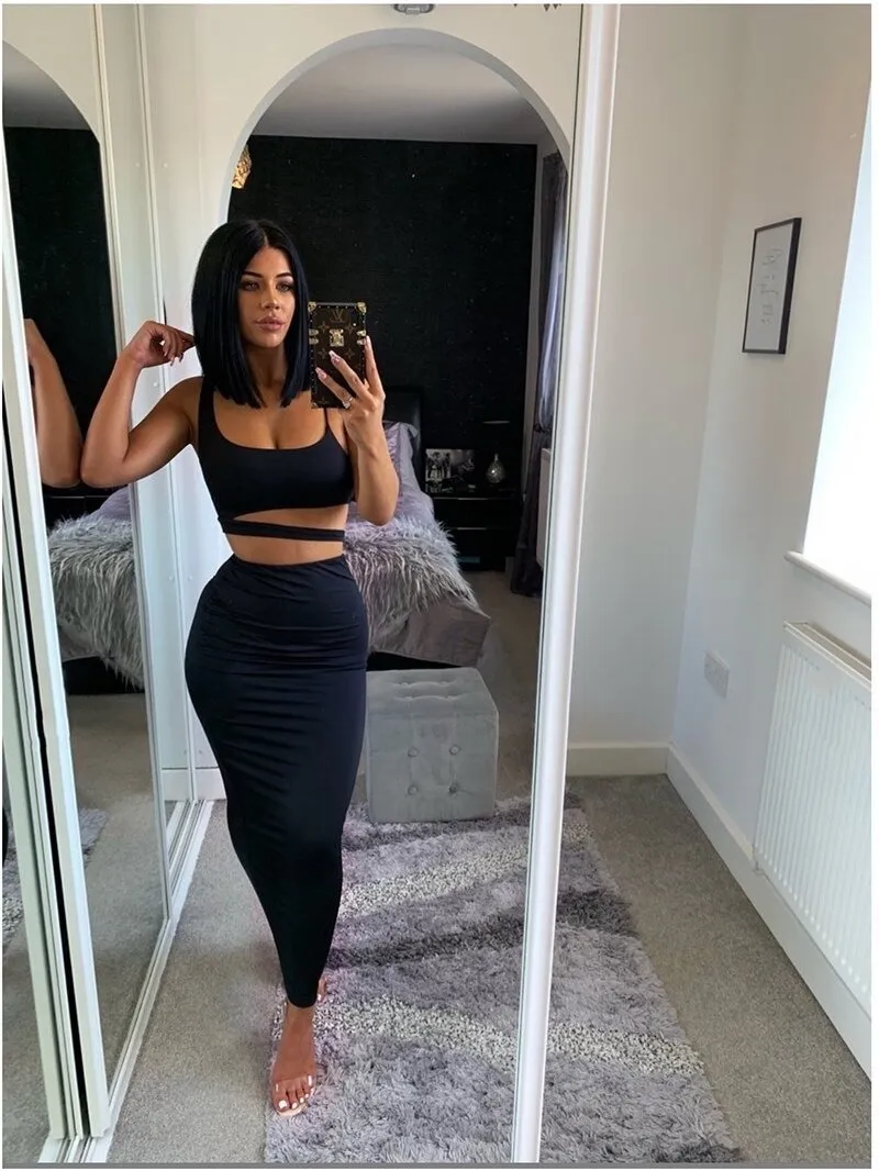 Set Crop Top Hollow Out