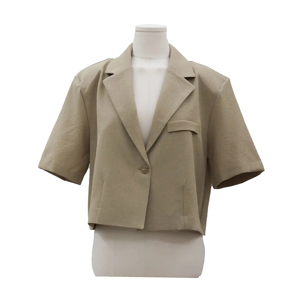 Simple Cropped Blazer Jacket and Shorts Set OY31
