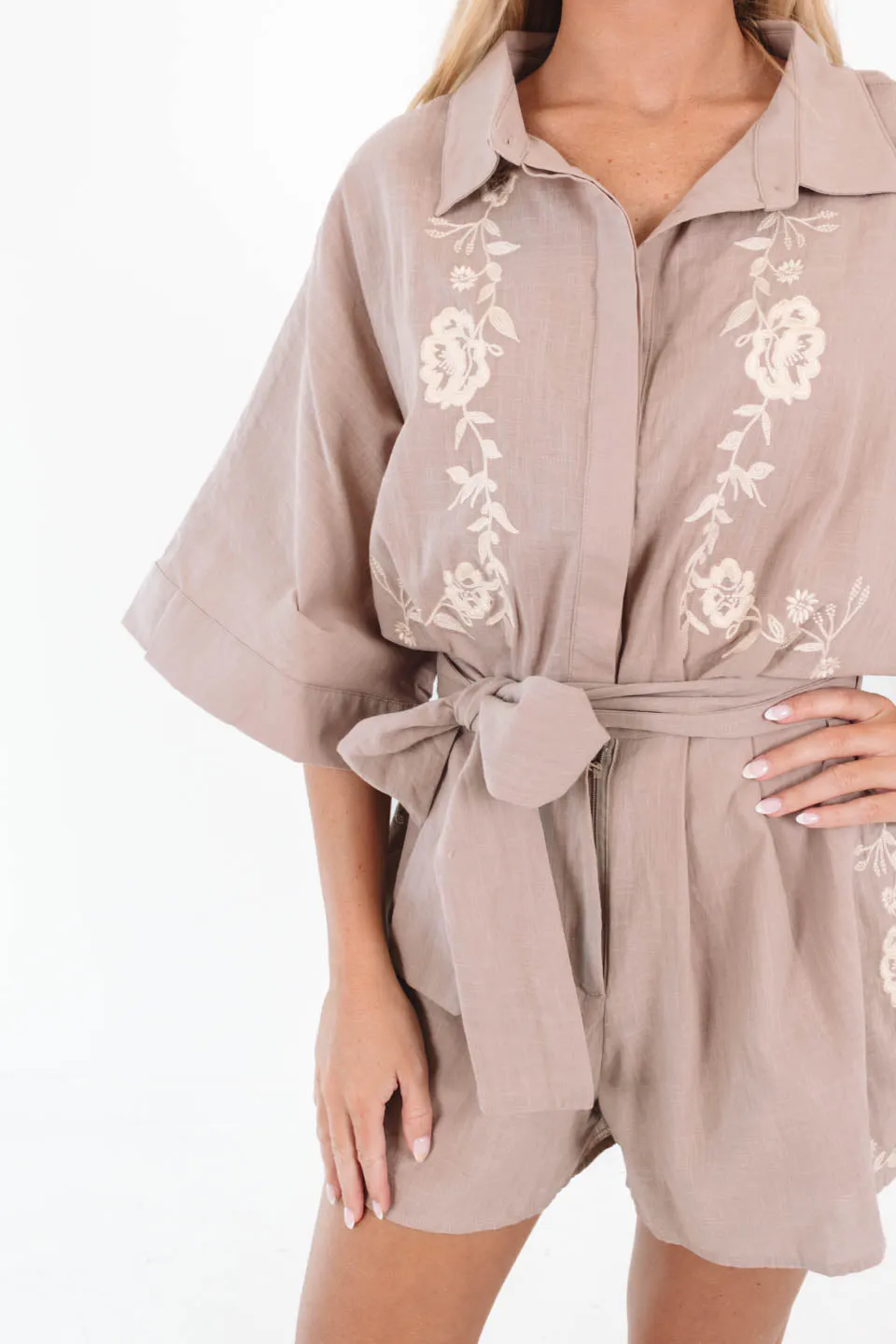 Walk This Way Romper - Light Mocha